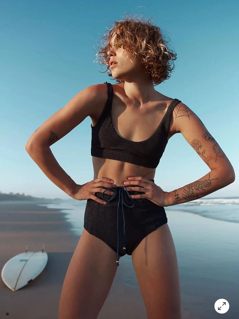 Resin Obsidian Free People Cream Crop Surf Bikini Top Navy $98